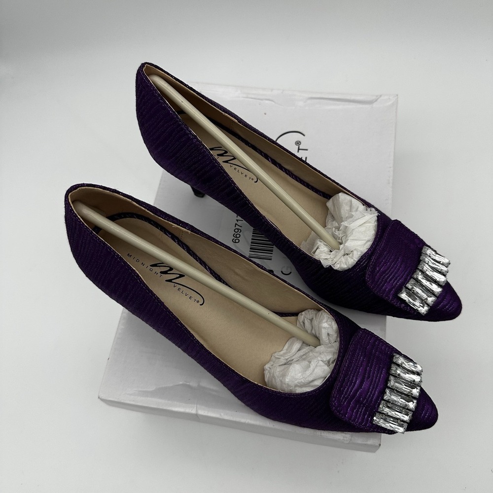 Midnight Velvet Blaire Pump Women's Shoe Purple Size 9M Emerald‎ Cut Rhinestones - Picture 5 of 6